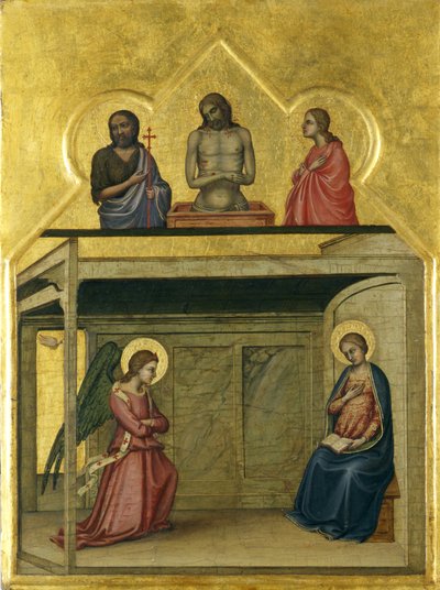 De Aankondiging en Christus lijdend, ca.1351-75 door Allegretto Nuzi