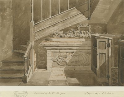 Handsworth - Monument van Sir William Stanford: Sepia Tekening, 6 Apr 1842 door Allen Edward Everitt