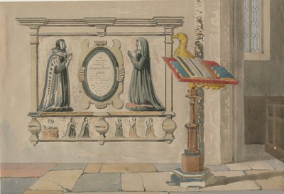 Wednesbury Church - Monument voor Thomas en Eleanor Parkes: aquarel door Allen Edward Everitt