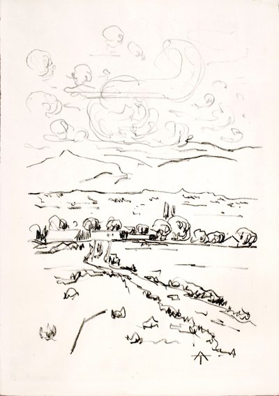 Landschap met pluizige wolken door Allen Tucker