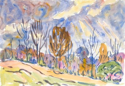 Aquarel nr. 63, Weg door Allen Tucker