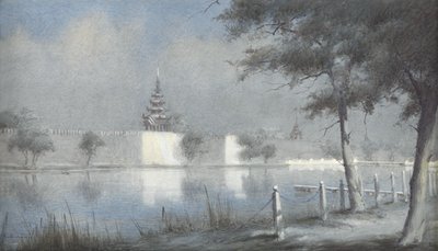 De gracht bij Mandalay bij maanlicht, 1924 door Alma Claude Burlton Cull