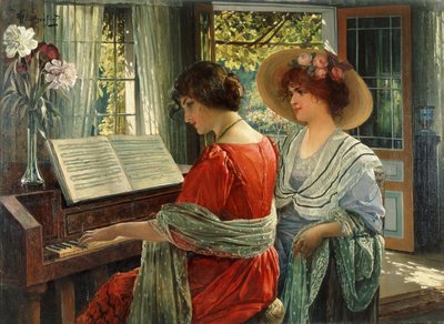 Aan de piano door Alois Heinrich Priechenfried