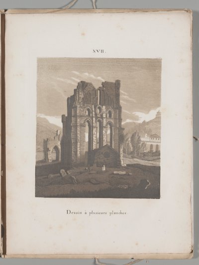 Kunst van de Lithografie: Italiaanse Kerkruïne, Plaat XVII door Alois Senefelder