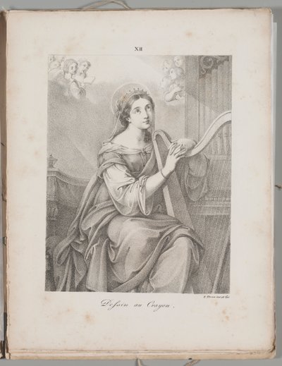 Kunst van de Lithografie: Sint Cecilia, Plaat XII door Alois Senefelder
