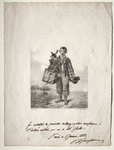 Orgel-draaiende jongen door Alois Senefelder