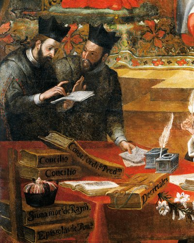 Discussie tussen twee jezuïeten (detail) door Alonso Antonio Villamor