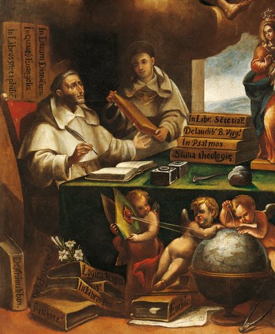 St. Albertus de Grote en St. Thomas van Aquino (detail) door Alonso Antonio Villamor