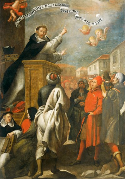 St. Vincent Ferrer predikt tot de jongeren van Salamanca, door Alonso Antonio Villamor door Alonso Antonio Villamor