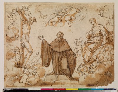 Sint-Augustinus twijfelend tussen het bloed van Christus en de melk van de Maagd Maria door Alonso Cano