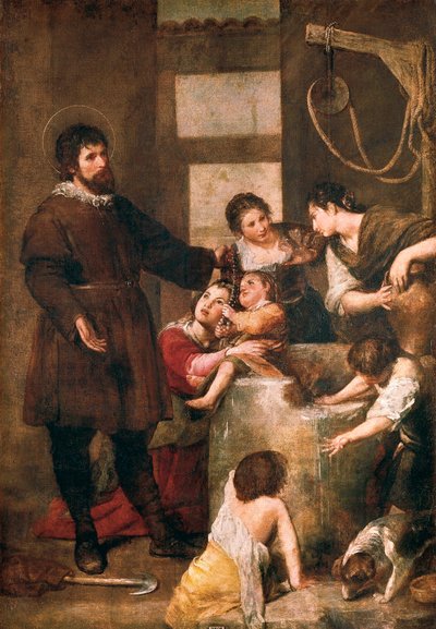 Sint Isidorus van Sevilla en het wonder van de put. Schilderij door Alonso Cano (1601-1667). 1638-1640. Madrid. Prado Museum. door Alonso Cano
