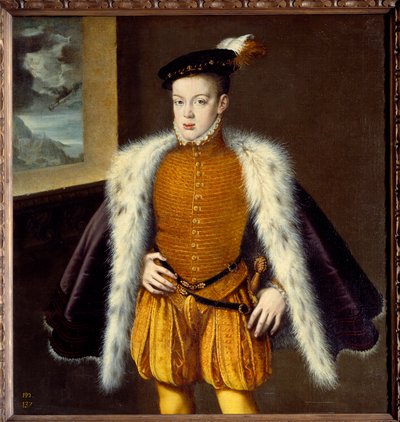 Portret van Prins Don Carlos (1545-1568) zoon van Filips II. Schilderij door Alonso Sanchez Coello (1531-1588) door Alonso Sánchez Coello