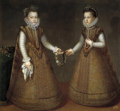 De infantas Isabel Clara Eugenia en Catherine Michelle van Spanje door Alonso Sánchez Coello