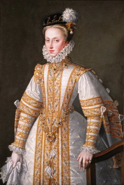 Portret van Anna van Oostenrijk, koningin-gemalin van Spanje door Alonso Sánchez Coello