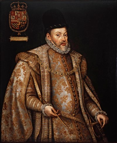 Portret van Filips II 1527-1598, Koning van Spanje en Portugal, Tweede helft van de 16e eeuw door Alonso Sánchez Coello