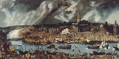 De Haven van Sevilla, ca.1590 door Alonso attr. to Sanchez Coello