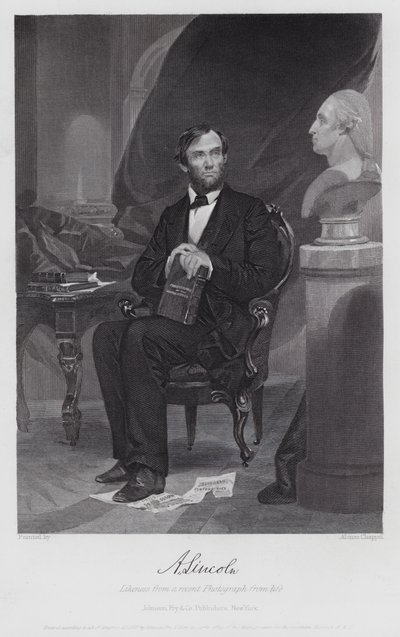 Abraham Lincoln (gravure) door Alonzo (after) Chappel