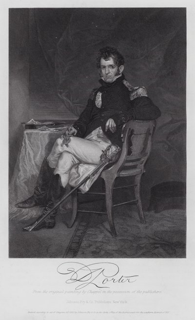 David Porter (gravure) door Alonzo (after) Chappel