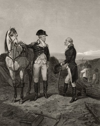 Eerste ontmoeting van George Washington en Alexander Hamilton, uit 