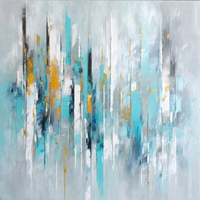 Dynamisch abstracte compositie in blauwgroen en goud door Alpenglow Workshop