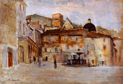 Assisi door Alfonso Hollaender (1845-1923) door Alphons Hollaender