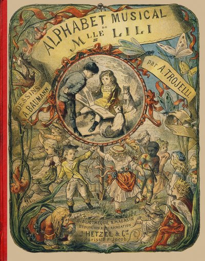 Omslag - Gravure uit het Muzikale Alfabet van Juffrouw Lili door Alphonse Victor Baumann