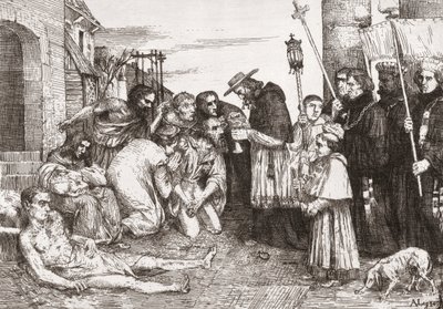 Pestslachtoffers van Rome door Alphonse (after) Legros