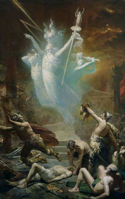 De inname van de tempel van Delphi door de Galliërs, 1885 door Alphonse Cornet