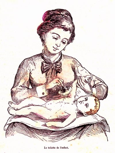 De Toilette van het Kind - Het Normale Leven & Gezondheid door J. Rengade. Tekening door A. Demarle 1881 door Alphonse Demarle