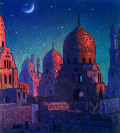 De stad van de doden, of Cairo Necropolis, Cairo, Egypte door Alphonse Etienne Dinet
