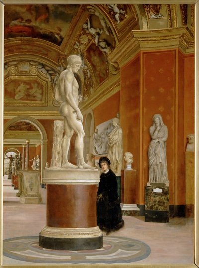 Gezicht op de Mars-rotonde en de Mecenahal in het Louvre ... door Alphonse Hirsch