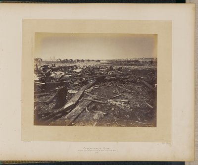 Cartoucherie Rapp. Ramp op de Champ de Mars na de explosie op 17 mei 1871. door Alphonse J. Liébert