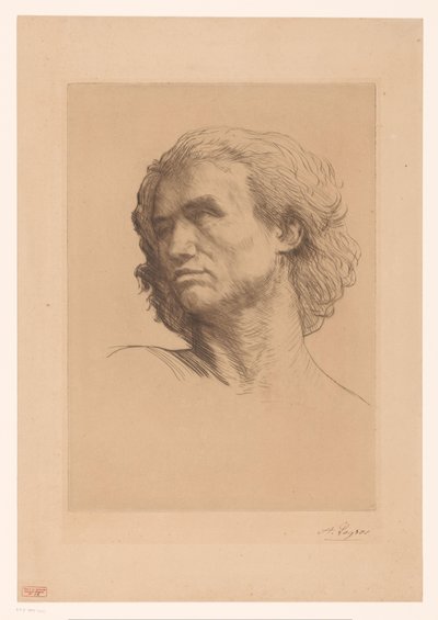 Hoofd van een man door Alphonse Legros (signed by artist)