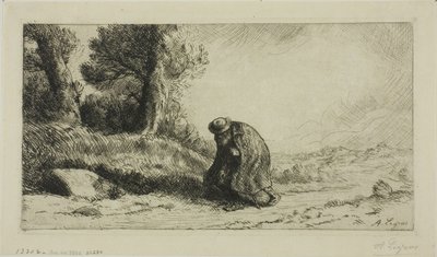 Een Zwerver Lopend Langs een Pad door Alphonse Legros