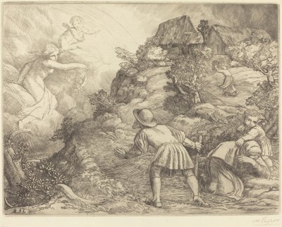 Allegorie van de Boer en Fortuna Le paysan et la fortune: Sujet allegorique door Alphonse Legros