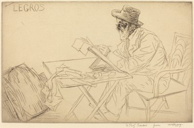 Alphonse Legros aan het schetsen door Alphonse Legros