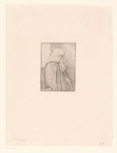 Bretonse vrouw met hoofddoek door Alphonse Legros