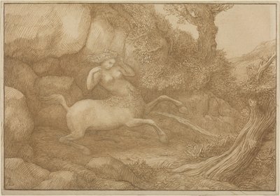 Centaur Woman (pen en bruine inkt over grafiet op velijnpapier) door Alphonse Legros