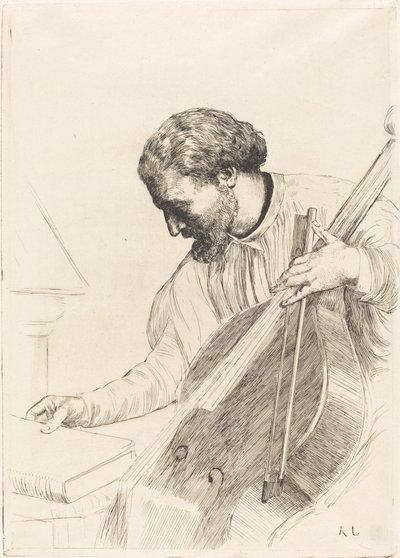 Contrabasspeler door Alphonse Legros
