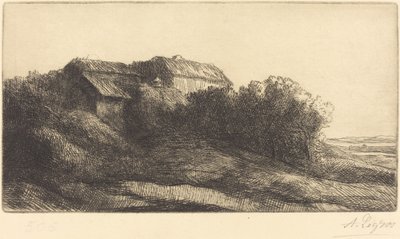 Huisje op een heuvel door Alphonse Legros