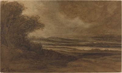 Platteland van Bourgondië [recto] door Alphonse Legros