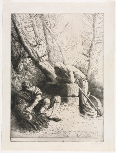 De Dood en de Houthakker door Alphonse Legros