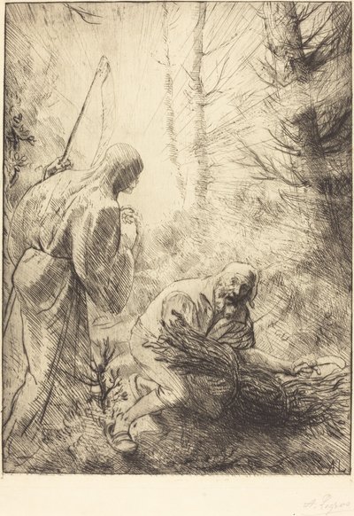 De dood en de houthakker, 2e plaat La mort et le bucheron door Alphonse Legros