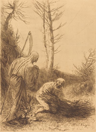 De dood en de houthakker, 2e plaat Le mort et le bucheron door Alphonse Legros