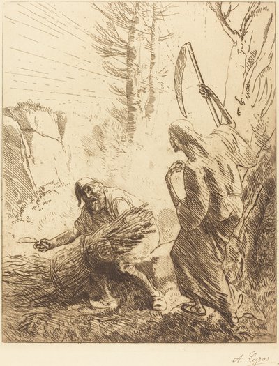De dood en de houthakker, 3e plaat La mort et le bucheron door Alphonse Legros