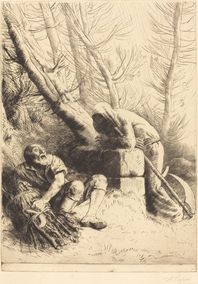 De dood en de houthakker, 4e plaat La mort et le bucheron door Alphonse Legros