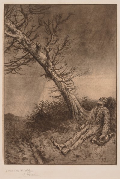 Dood van een zwerver, ca. 1875 door Alphonse Legros