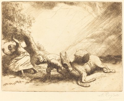 Ezel omvergeworpen door storm door Alphonse Legros