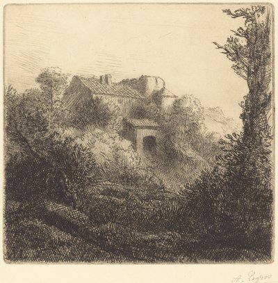 Boerderij op een heuvel door Alphonse Legros