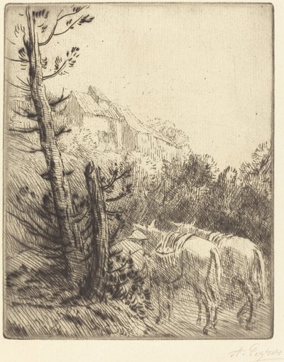 Boerderij op de heuvel door Alphonse Legros